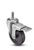 Caster; Swivel; 4" x 1-1/4"; Polyolefin; Threaded Stem (1/2"-13TPI x 1"); Zinc; Plain bore; 275#; Total Lock (Mtl) (Item #65510)