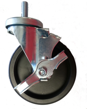 (image for) Caster; Swivel; 3" x 1-1/4"; Polyolefin; Threaded Stem (7/16"-14TPI x1-1/2"); Zinc; Plain bore; 250#; Tread brake; Dust Cover (Mtl) (Item #65178)