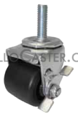 (image for) Caster; Swivel; 3\" x 1-3/4\"; HD Polyolefin; Threaded Stem; 3/4\"-10TPI x1\"; Zinc; Roller Brng; 450#; Tread brake (Item #62688)