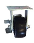 Caster; Rigid; Stainless; 4x2; Polyolefin; Plate; 4x4-1/2; holes: 2-5/8x3-5/8 (slotted to 3x3); 3/8 bolt; Stainless Roller Brng; 700#; Top lock brake (Item #69090)