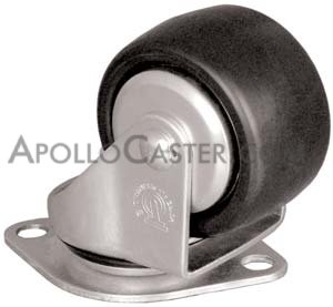 Caster; Swivel; 3x1-13/16; Polyolefin; Plate (3-1/32x4-3/8: Diamond shape; two holes: 3-1/2 apart; 7/16 bolt); Zinc; Prec Ball Brng; 500#; Inverted Loading (Item #67312)