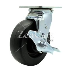 (image for) Caster; Swivel; 4" x 2"; Polyolefin LD; Plate (4"x4-1/2"; holes: 2-5/8"x3-5/8" slots to 3"x3"; 3/8" bolt); Stainless Yoke/ Axle; Delrin Spanner; 700#; Brake (Item #62841)