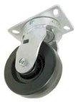 Caster; Swivel; 2-1/2x1-1/4; Polyolefin (Dark); Top Plate (2-3/8x3-5/8; holes: 1-3/4x2-7/8 slotted to 3; 5/16 bolt); Zinc; Plain bore; 300# (Item #67290)