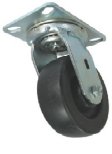 Caster; Swivel; 5" x 2"; Polyolefin; Plate (4"x4-1/2"; holes: 2-5/8"x3-5/8" slots to 3"x3"; 3/8" bolt); Zinc; Roller Brng; 800#; Metal Thread Guards (Item #63537)