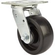Caster; Swivel; 6" x 2"; Polyolefin; Plate (4"x4-1/2"; holes: 2-5/8"x3-5/8" slots to 3"x3"; 3/8" bolt); Zinc; Delrin Top Hats; 800# (Item #69350)