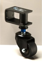 (image for) Retractable Caster; Swivel; 2-1/2" x 1-1/2" Polyolefin; Side Mount 2"x2" bracket; 3" Side Extension; Black; Prec Ball Brngs; 200#; Lift to retract; Set of 4 (Item #62716)