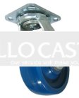 Caster; Swivel; 5" x 2"; Polyurethane (Solid); Plate (4"x4-1/2"; holes: 2-5/8"x3-5/8" slots to 3"x3"; 3/8" bolt); Stainless; Stainless Roller Brng; 800# (Item #68142)