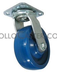 Caster; Swivel; 3\" x 1-1/4\"; Polyurethane; Top Plate; 3-1/8\"x4-1/8\"; hole spacing: 2-3/8\"x3-3/8\"; 5/16\" bolt; Zinc; Delrin Brng; 250# (Item #69685)
