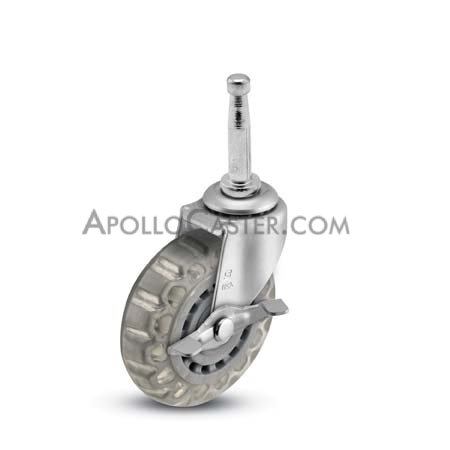 Caster; Swivel; 2\" x 13/16\"; Polyurethane (Clear); Grip Neck (5/16\" x 1-1/2\"); Zinc; Plain bore; 90#; Side friction brake (Item #66648)