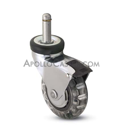 Caster; Swivel; 3\" x 15/16\"; Polyurethane; Grip Ring (7/16\" x 7/8\"); Chrome; Precision Ball Brng; 120#; Pedal Brake (Item #65148)