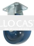 Caster; Rigid; 6" x 2"; Polyurethane (One piece solid); Plate (4"x4-1/2"; holes: 2-5/8"x3-5/8" slotted to 3"x3"; 3/8" bolt); Stainless; Stainless Rlr Brg; 950# (Item #65001)