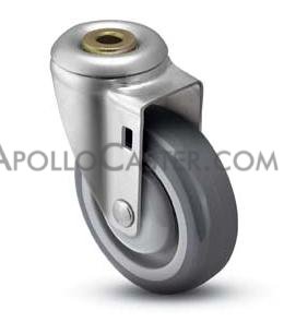 Caster; Swivel; 3\" x 1-1/4\"; Polyu on PolyO(Gray); Hollow Kingpin; 1/2\" bolt; Zinc; Ball Brng; 250# (Item #68807)