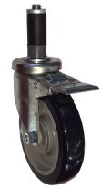 Caster; Swivel; 5" x 1-1/4"; PolyU on PolyO (Blue); Expandable Adapter (1-5/8" - 1-11/16" ID tubing); Precision Ball Brng; 300#; Total Lock; Thread Guards (Item #65042)