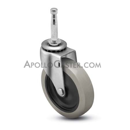 Caster; Swivel; 3\" x 13/16\"; PolyU on PolyO (Gray); Grip Neck (5/16\" x 1-1/2\"); Zinc; Plain bore; 120# (Item #64513)