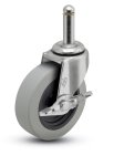 Caster; Swivel; 2" x 13/16"; PolyU on PolyO (Gray); Grip Ring (7/16" x 7/8"); Zinc; Plain bore; 90#; Side friction brake (Item #65638)