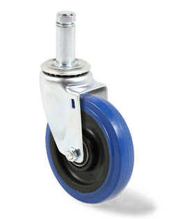 (image for) Caster; Swivel; 5" x 1-1/4"; PolyU on PolyO (Blue); Grip Ring (0.846" x 2-3/16"); Zinc; Ball Brng; 350#; Dust Cover (Mtl) (Item #62682)