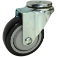Caster; Swivel; 4" x 1-1/4"; PolyU on PolyO (Black); Hollow Kingpin (1/2" bolt hole); Zinc; Plain bore; 250#; Dust Cover (Mtl) (Item #64896)