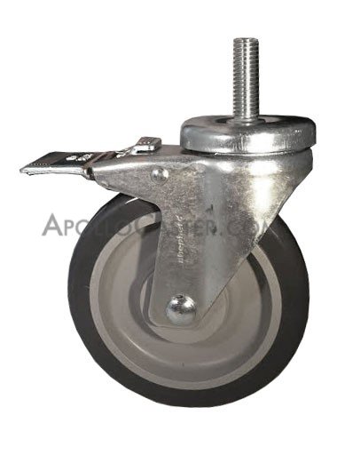 Caster; Swivel; 3-1/2\" x 1-1/4\"; PolyU on PolyO (Gray); Threaded Stem (1/2\"-13TPI x 1-1/2\"); Zinc; Twin Ball Bearings; 250#; Dust Cover; Total Lock (Item #64041)