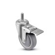 Caster; Swivel; 3" x 1-1/4"; PolyU on PolyO (Gray); Threaded Stem (1/2"-13TPI x 1"); Zinc; Precision Ball Brng; 250#; Dustcap; Thread guards; Total Lock Brake (Item #65504)