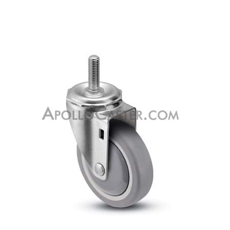 Caster; Swivel; 3\"x1-1/4\"; PolyU on PolyO (Gr/Bg); Threaded Stem (1/2\"-13TPI x 1\"); Zinc; Plain bore; 210#; Dustcap (Item #67248)