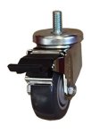 Caster; Swivel; 3" x 1-1/4"; PolyU on PolyO (Blue); Threaded Stem (1/2"-13TPI x 1"); Precision Ball Brng; 250#; Pedal Brake; Dust Cover (Mtl) (Item #64648)