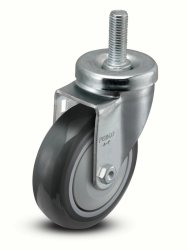 Caster; Swivel; 3" x 1-1/4"; PolyU on PolyO (Gray); Threaded Stem (16mm x 1-1/2"); Zinc; Prec Ball Brngs; 250#; Dust Cover (Item #62679)