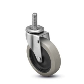 (image for) Caster; Swivel; 2"x13/16"; PolyU on PolyO (Gray); Threaded Stem (5/16-18TPI x 3/4); Zinc; Plain bore; 90# (Item #67313)