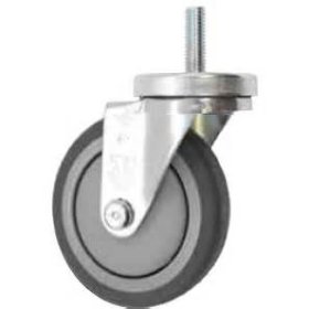 (image for) Caster; Swivel; 4" x 1-1/4"; PolyU on PolyO (Gray); Threaded Stem (3/8"-16TPI x 1-1/2"); Zinc; Precision Ball Brng; 300#; Dust Cover (Mtl) (Item #65245)