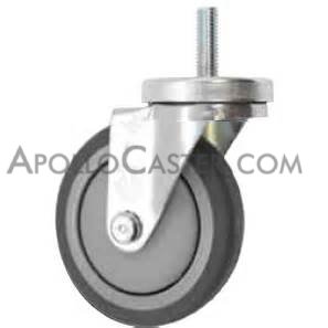 Caster; Swivel; 3\" x 1-1/4\"; PolyU on PolyO (Gray); Threaded Stem (3/8\"-16TPI x 1-1/2\"); Zinc; Precision Ball Brng; 300#; Dust Cover (Mtl); Thread guards (Item #67094)