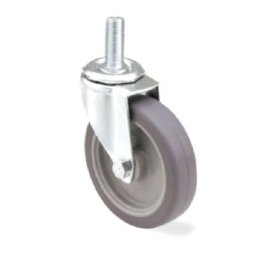 (image for) Caster; Swivel; 4" x 1-1/4"; PolyU on PolyO (Gray(; Threaded Stem; 3/8"-16TPI x 1-1/4"; Zinc; Ball Brng; 250# (Item #67629)