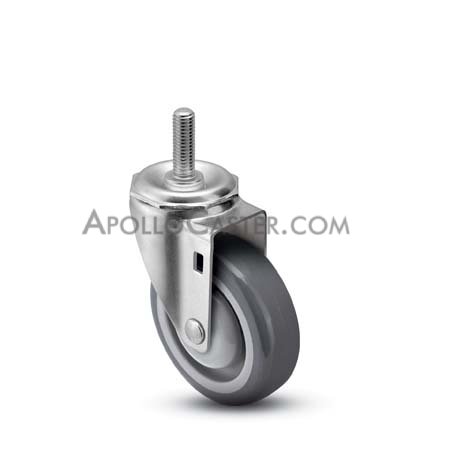 Caster; Swivel; 5\" x 1-1/4\"; PolyU on PolyO (Gray); Threaded Stem (1/2-13TPI x 1-1/2); Zinc; Steel Spanner; 300# (Item #66620)
