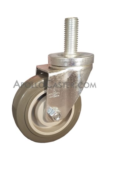 Caster; Swivel; 4\" x 1-1/4\"; PolyU on PolyO (Gr/Bg); Threaded Stem (1/2\"-13TPI x 1\"); Zinc; Delrin Spanner; 300# (Item #66459)