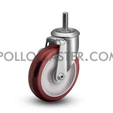 (image for) Caster; Swivel; 4\" x 1-1/4\"; Red PolyU on White PolyO; Threaded Stem (1/2\"-13TPI x 1-1/2\"); Zinc; Ball Brng; 350#; Dustcap (Item #62704)