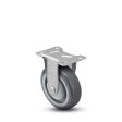 Caster; Rigid; 5" x 1-1/4"; PolyU on PolyO (Gray); Plate (2-1/2"x3-5/8"; holes: 1-3/4"x2-7/8" slots to 3"; 5/16" bolt); Precision Ball Brng; 300#; Thrd Guards (Item #64138)