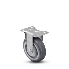 (image for) Caster; Rigid; 3" x 1-1/4"; PolyU on PolyO (Gray); Plate (2-5/8"x3-3/4"; holes: 1-3/4"x2-3/4" slotted to 3"; 5/16" bolt); Precision Ball Brng; 250# (Item #64735)
