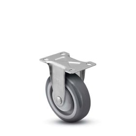 (image for) Caster; Rigid; 4" x 1-1/4"; PolyU on PolyO (Gray); Plate (3-1/8"x4-1/8": holes: 1-3/4"x2-15/16" slots to 2-3/8"x3-3/8"; 3/8" bolt); Zinc; Prec Ball Brngs; 300# (Item #63000)