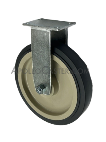 Caster; Rigid; 8\" x 1-1/2\"; PolyU on PolyO (Gray); Plate; 2-3/8\"x3-5/8\": holes: 1-3/4\"x2-7/8\" (slotted to 3\"); 3/8\" bolt; Zinc; Ball Brng; 400# (Item #67921)