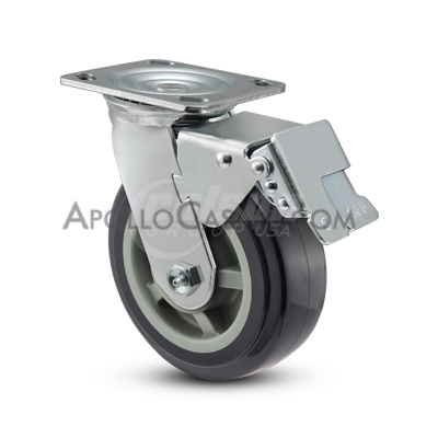 Caster; Swivel; 4\" x 2; PolyU on PolyO (Blue); Top Plate; 4x4-1/2; hole spacing: 2-5/8x3-5/8 (slotted to 3x3); 3/8 bolt; Zinc; Sealed Prec BB; 700#; Total Lock (Item #66149)