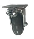 Caster; Swivel; 5" x 2"; PolyU on PolyO (Gray Donut); Plate (4"x4-1/2"; holes: 2-5/8"x3-5/8" slots to 3"x3"; 3/8" bolt); Prec Ball Brngs; 750#; Weld-on Pos Lock (Item #62862)