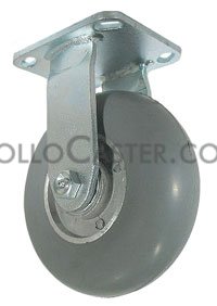 Caster; Rigid; 6\"x2\"; Balloon Rubber (Gr) on Alum; Plate (4\"x4-1/2\"; holes: 2-5/8\"x3-5/8\" slot to 3\"x3\"; 3/8\" bolt); Zinc; Ball Brng; 450# (Item #67426)