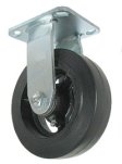 Caster; Rigid; 6x2-1/2; Rubber on Cast Iron; Top Plate; 4-1/2x6-1/4; holes: 2-7/16x4-15/16 (slotted to 3-3/8x5-1/4); 1/2 bolt; Roller Brng; 700#; Zerk (Item #68030)