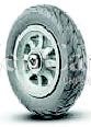 (image for) Wheel; 6" x 1-1/4"; Flat Free (Gray); Ball Brng; 150#; 3/8" Bore; 1-9/16" Hub Length. Performs like a pneumatic but requires no air and never goes flat. (Item #89755)