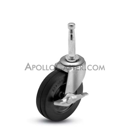Caster; Swivel; 3\" x 13/16\"; Rubber (Hard; Non-marking); Grip Neck (5/16\" x 1-1/2\"); Zinc; Plain bore; 110#; Side friction brake (Item #66188)