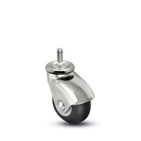 (image for) Caster; Swivel; 2" x 1"; Rubber (Soft; non-marking); Grip Ring (7/16" x 7/8"); Chrome; Precision Ball Brng; 125#; Thread guards (Item #63941)