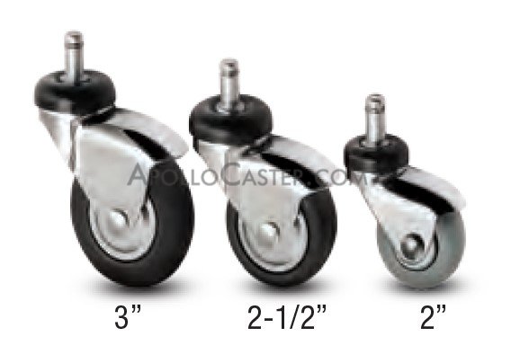 (image for) Caster; Swivel; 3\" x 1\"; Rubber (Soft; non-marking); Grip Ring (7/16\" x 7/8\"); Chrome; Prec Ball Brng; 175#; Dust Shield; Thread guards (Item #63723)