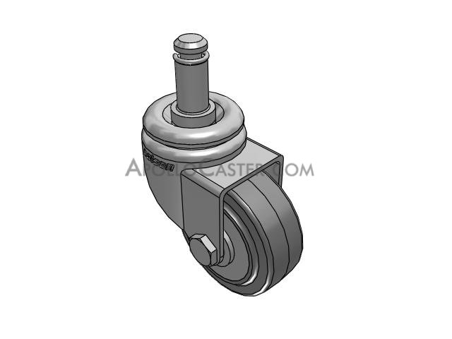 Caster; Swivel; 2\" x 13/16\"; Gray Rubber (Non-marking); Grip Ring (7/16\" x 7/8\"); Zinc; Plain bore; 75# (Item #63887)