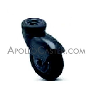 Caster; Swivel; 3\" x 15/16\"; Rubber; Soft; Hollow Kingpin (3/8\" bolt); Black Zinc; Precision Ball Brng; 110#; Hood (Item #68574)