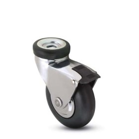 (image for) Caster; Swivel; 3" x 15/16"; Rubber (Soft; non-marking); Hollow Kingpin; 3/8" bolt; Chrome; Precision Ball Brng; 110#; Wheel Brake (Item #66524)