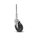 Ladder Caster; Swivel; 2" x 13/16"; Rubber (Soft; non-marking); Stem (5/16" x 4-13/16"; thread length 5/8"); Zinc; Plain bore; 80#. Spring not included. (Item #64719)