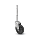 Caster; Swivel; 3" x 13/16"; Rubber (Soft); Ladder Caster stem (5/16"x4-13/16"; thread length 5/8"); Zinc; Plain bore; 110#. Spring not included. (Item #64720)